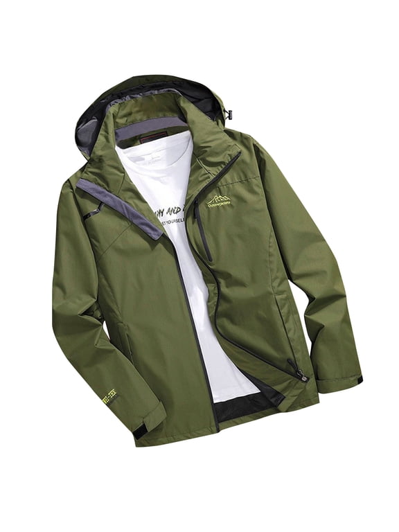 Men Jacket Outdoor Sports Hooded Windproof Jacket Waterproof Coat