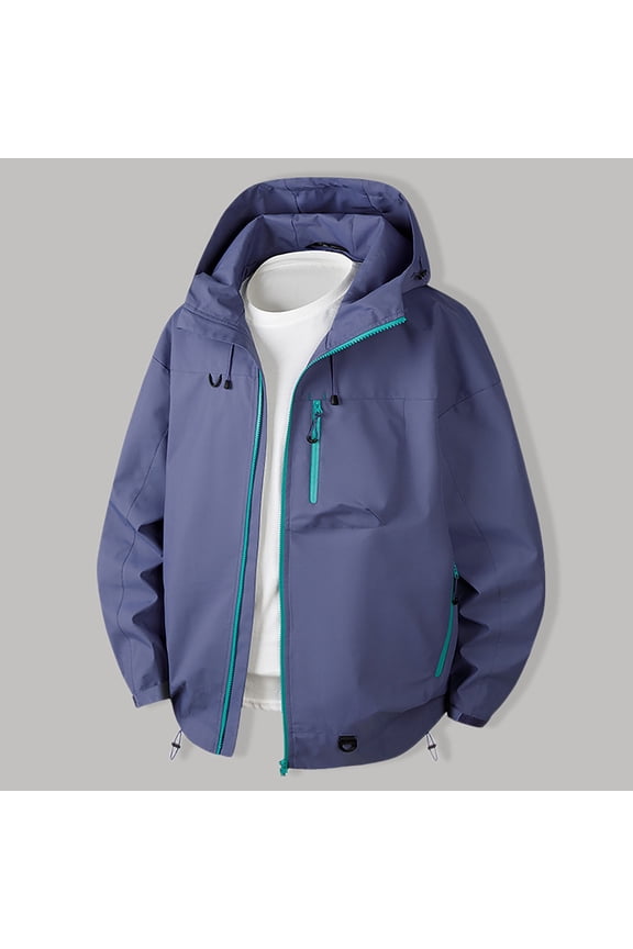 Men Jacket Waterproof Windbreaker with Removable Hood Lightweight Coats for Casual Hiking Cycling