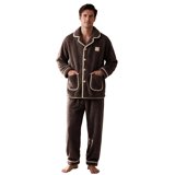 Awdenio Men Pajama Set Soft Warm Long Sleeve Sleepwear Warm Fleece ...