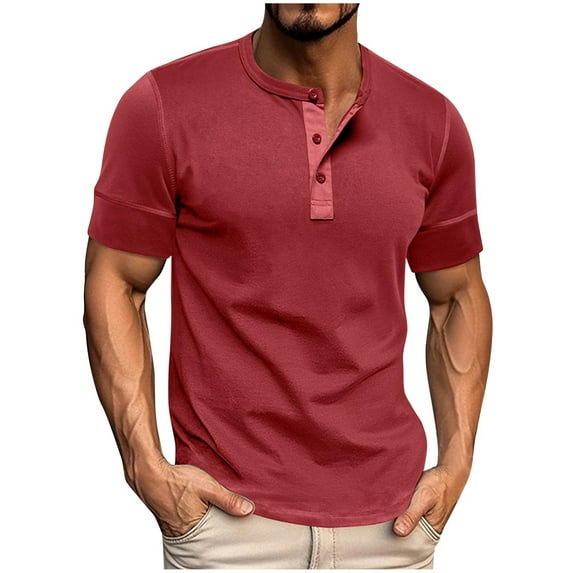 Awdenio Men Shirts Henley Shirts Long Sleeve Casual Basic T-Shirt Fashion Cotton Button Soft Tee Shirts
