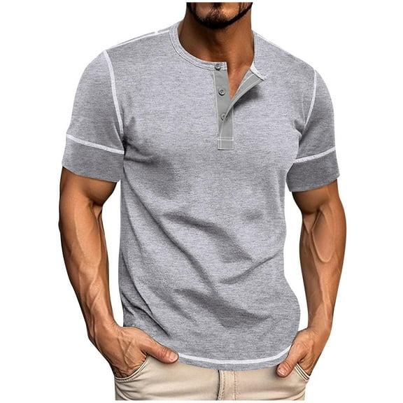 Awdenio Men Shirts Henley Shirts Long Sleeve Casual Basic T-Shirt Fashion Cotton Button Soft Tee Shirts