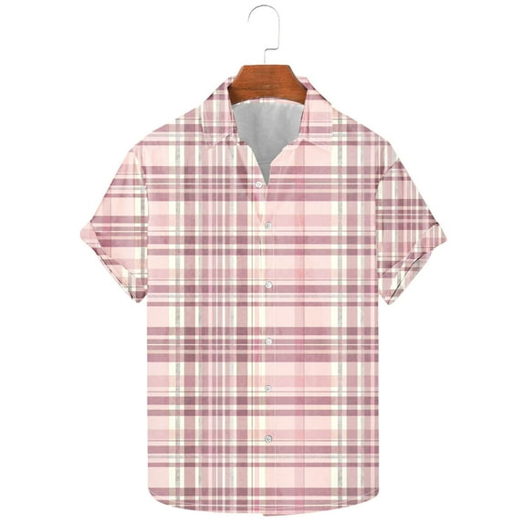 Awdenio Men Shirts Plaid Short Sleeve Button Down ShirtsPolyester Regular Fit Casual Gingham Shirts
