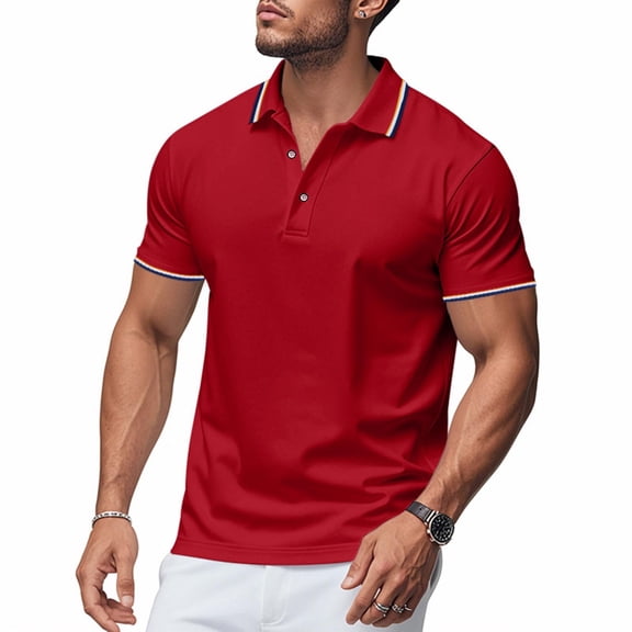 Awdenio Men Shirts Short Sleeve Button Down Shirts Classic Stripe Golf Collared Work Shirts