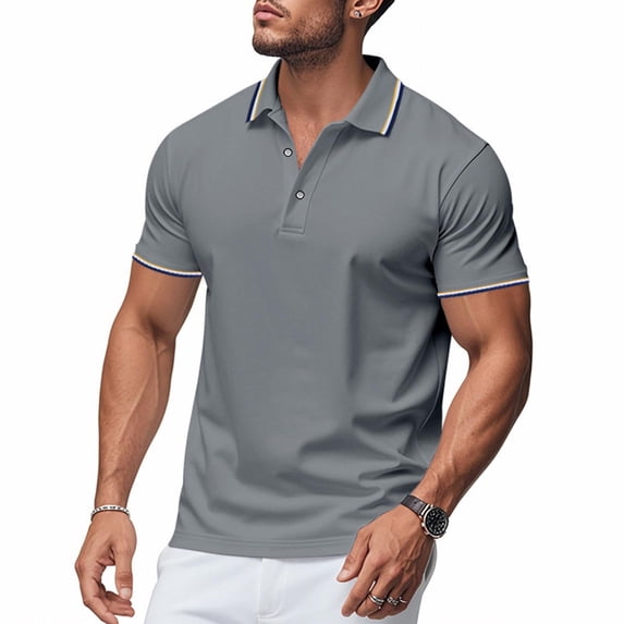 Awdenio Men Shirts Short Sleeve Button Down Shirts Classic Stripe Golf Collared Work Shirts