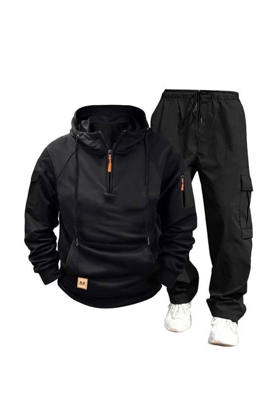 Men Two Piece Outfits Sets. Athletic Jogging Tracksuit Hooded Sweatshirt and Joggers Sweatpants