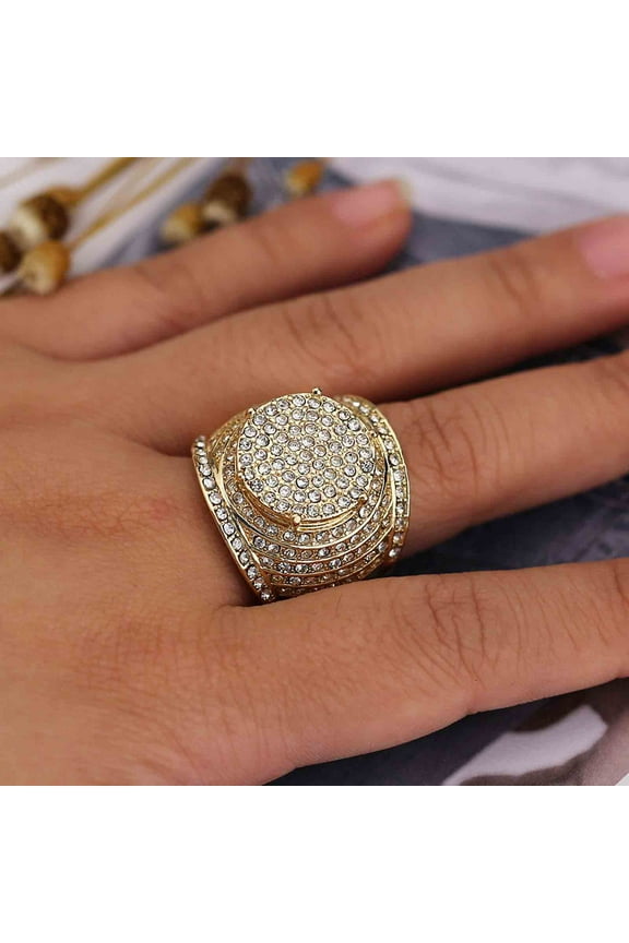 Men's Alloy Ring Full Of Diamonds, Oversized and Domineering Men's Ring