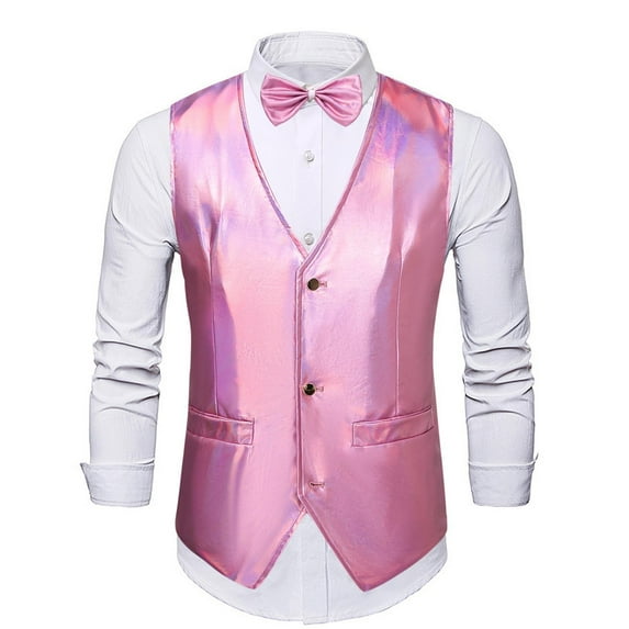 Awdenio Men's Athletic Shirts & Tees New Men's Blazer V-neck Printing Single Breasted Slim Waistcoat V-Neck Tank Top