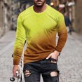 thumbnail image 1 of Awdenio Men's Blouse Gradient Casual Round Neck Long Sleeve Pullover Printed T-Shirt Blouse Tops Trendy Comfortable,Yellow,L, 1 of 5