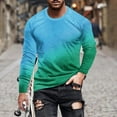 thumbnail image 1 of Awdenio Men's Blouse Gradient Casual Round Neck Long Sleeve Pullover Printed T-Shirt Blouse Tops Trendy Comfortable,Light Blue,L, 1 of 5