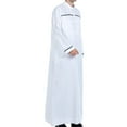 thumbnail image 1 of Awdenio Men's Blouse Muslim Robe Arab Middle Robe Long Style Long Sleeve Embroidered Standing Neck Pocket Shirt Fashion Casual Robe Outdoor Activities Daily Wear,White,3XL, 1 of 9