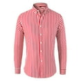 thumbnail image 1 of Awdenio Men's Blouse Solid Color Striped Shirt Long Sleeve Turndown Collar Blouse Shirt Daily Life,Red,L, 1 of 2