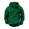 thumbnail image 1 of Awdenio Men's Blouse Sweatshirt Quarter Zip Cargo Solid Hoodies Long Sleeve Workout Outdoor Winter Jackets All Seasons Outdoor Activities,Green,L, 1 of 5