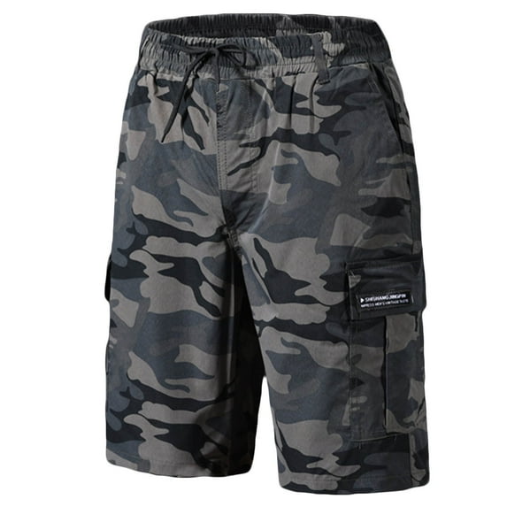 Awdenio Men's Camo Cargo Shorts Relaxed Fit Multi-Pocket Outdoor Work Drawstring Camouflage Cargo Shorts