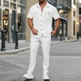 thumbnail image 1 of Awdenio Men's Clothing 2 Piece Sets Casual Short Sleeve Button Down Shirts and Loose Pants Summer Beach Vacation Outfits, 1 of 9