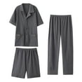 thumbnail image 1 of Awdenio Men's Clothing 3 Piece Outfits Short Sleeve Collar Button Down Shirt and Shorts Pandt Clothing Set, 1 of 2