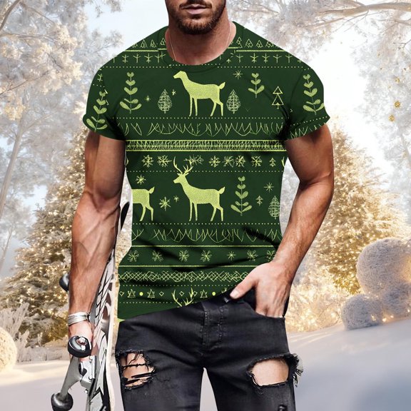 Awdenio Men's Clothing Beach Graphic Shirts Xmas Holiday Short Sleeve Casual Tops