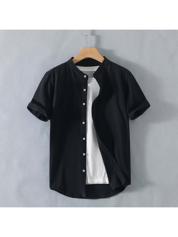Men's Clothing Button Down Plain Baseball Jersey, Blank Softball Team Uniform, Hip Hop Hipster Short Sleeve Active Shirts