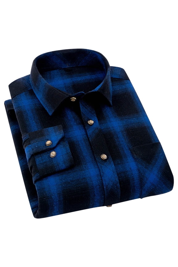 Men's Clothing Casual Plaid Flannel Long Sleeve Button Down Shirt