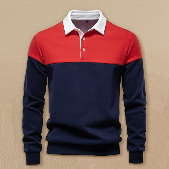 Awdenio Men's Clothing Color Block Casual Long Sleeve Slim Fit Pullover Autumn Sweatshirts For Men With Collar