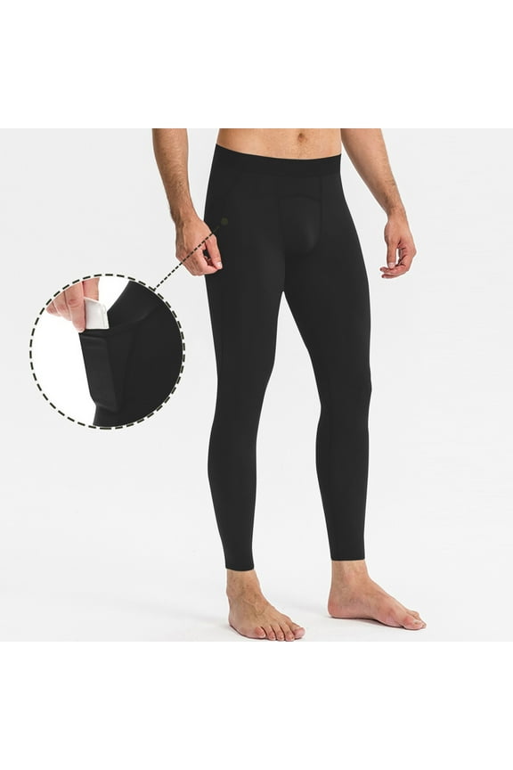 Men's Compression Pants Leggings Tights with Pockets Cool Dry Sports Baselayer Athletic Tights for Basketball Running