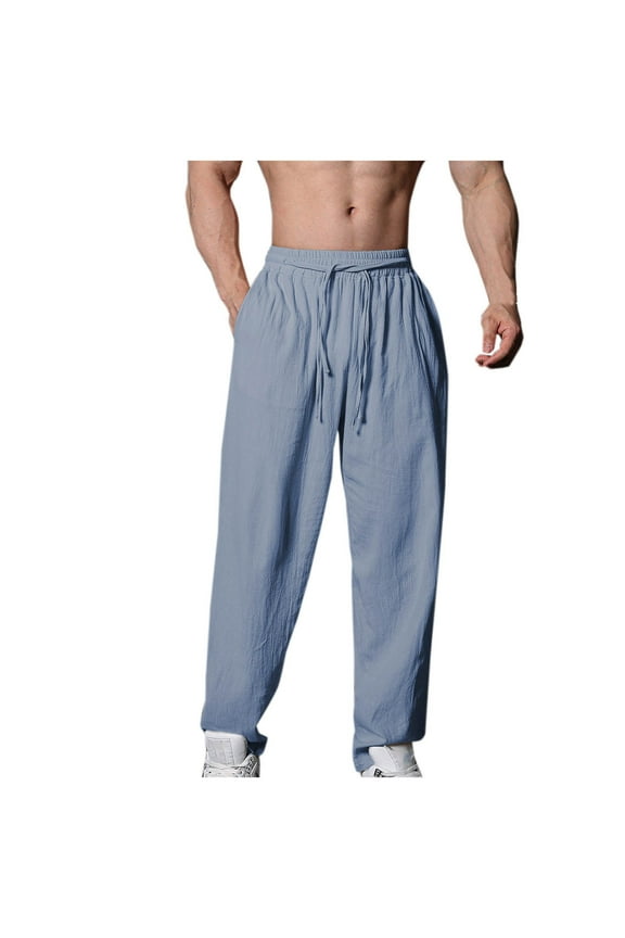 Awdenio Men's Cotton Yoga Sweatpants Athletic Lounge Elastic Rope Pants Open Bottom Casual Jersey Pants for Men with Pockets