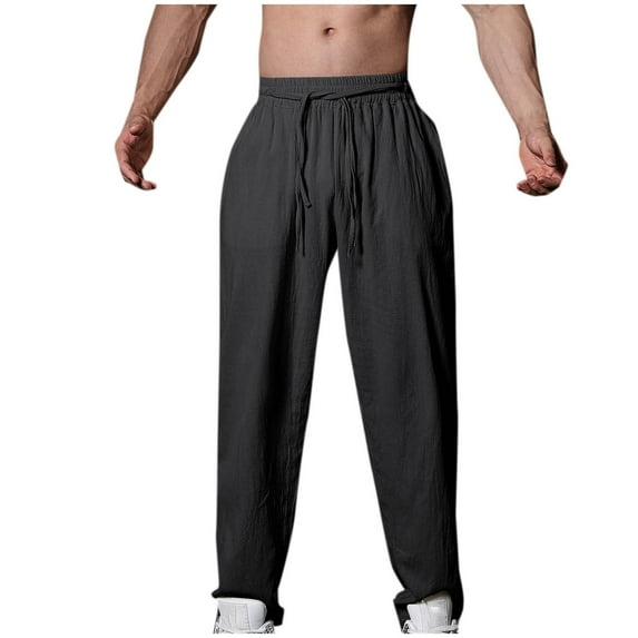 Awdenio Men's Cotton Yoga Sweatpants Athletic Lounge Elastic Rope Pants Open Bottom Casual Jersey Pants for Men with Pockets