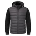 thumbnail image 1 of Awdenio Men's Down Jackets & Coats Leisure Color Blocked Hooded Stand Collar Long Sleeves Loose Coat Warm Cotton Padded Jacket,Size L, 1 of 8