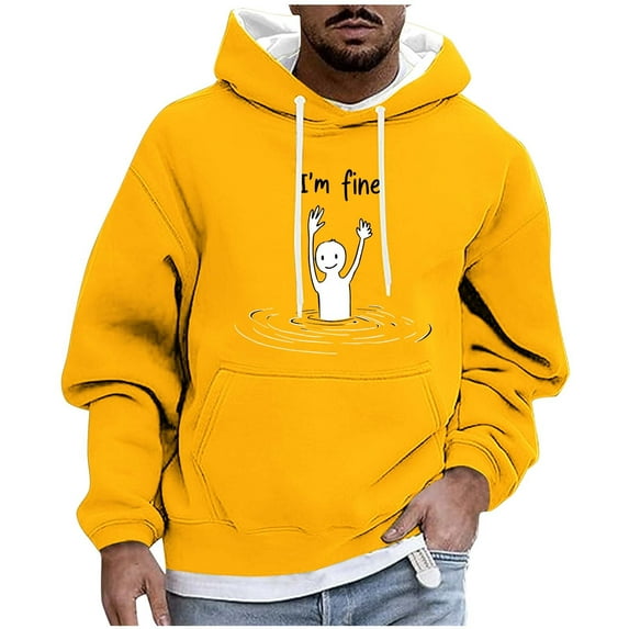 Awdenio Men's Fashion Hoodies & Sweatshirts Comfortable Fashion Printed Pullover Drawstring Adult Pullover with Pockets