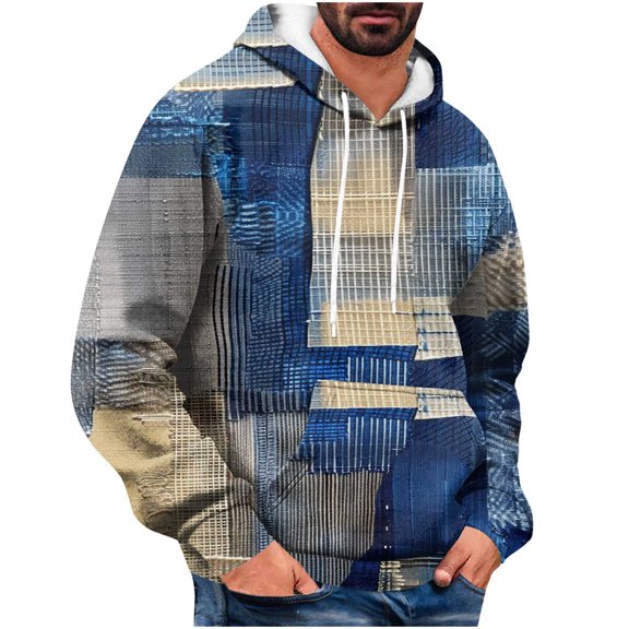 Awdenio Men's Fashion Hoodies & Sweatshirts Long Sleeve with Hood Fall Winter Trendy Print Drawstring Hooded Shirts