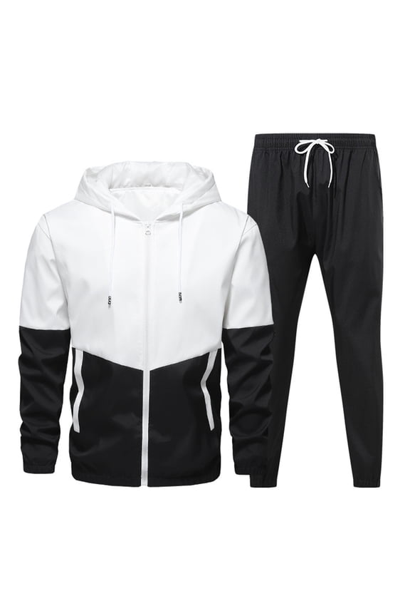 Men's Fashion Jackets, Men Splicing Zipper Sweatshirt Pants Sets Sports Suit Tracksuit