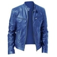 thumbnail image 1 of Awdenio Men's Faux Leather Jacket Stand Collar Motorcycle Leather Jackets Casual Lightweight Zip Up Biker Coat,Size 4XL, 1 of 3