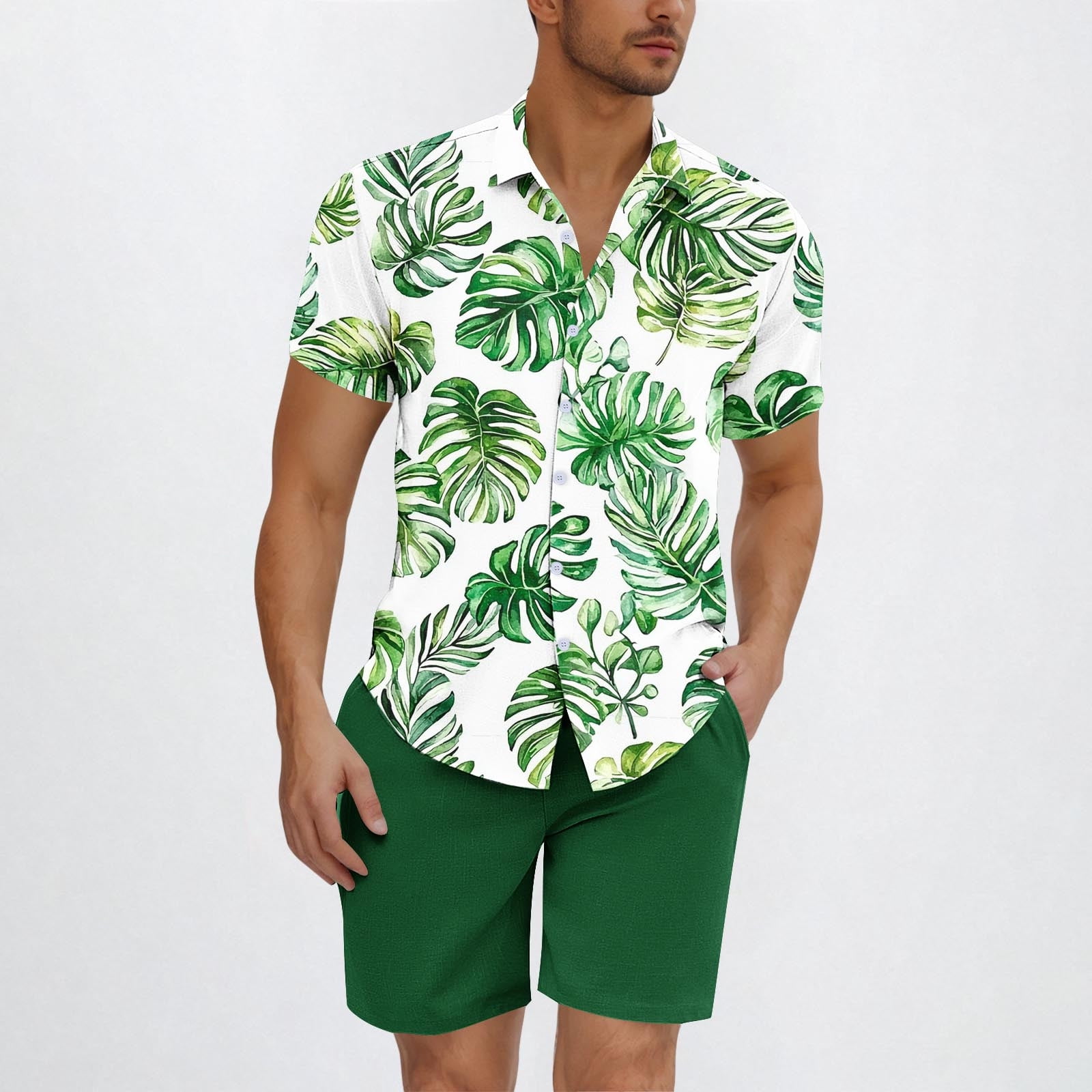 Awdenio Men's Hawaiian 2 Piece Outfits Summer Beach Matching Set Short ...