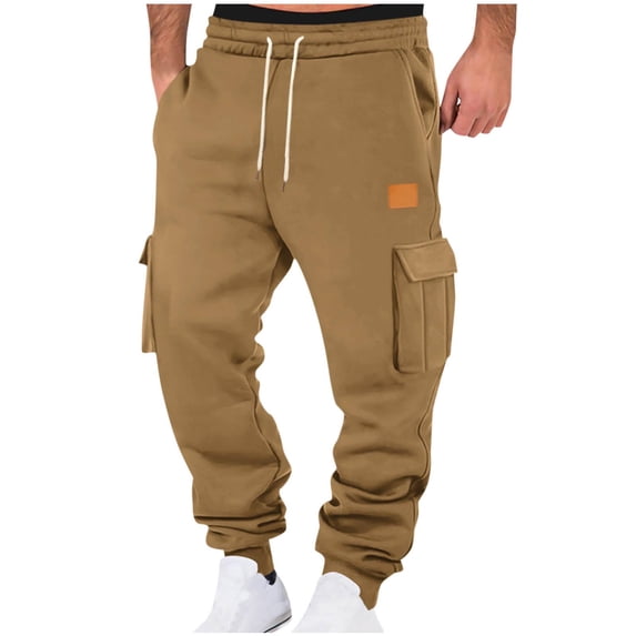 Awdenio Men's Pants Jogger Sweatpants Lined Cargo Pants Relaxed Fit Winter Work Pants with Pockets,Size S