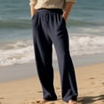 thumbnail image 1 of Awdenio Men's Pants Lightweight Stretch Loose Fit Ribbed Textured Drawstring Pants with Pockets, 1 of 8