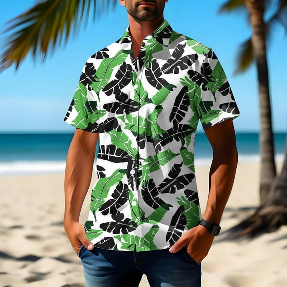 Awdenio Men's Shirts Hawaiian Shirts Short Sleeve,Print Mens Casual Button Down Floral Summer Beach Shirt