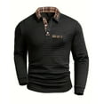 thumbnail image 1 of Awdenio Men's Shirts Long Sleeve Casual T-Shirts Color Block Slim Fit Golf hirt with Pocket, 1 of 3