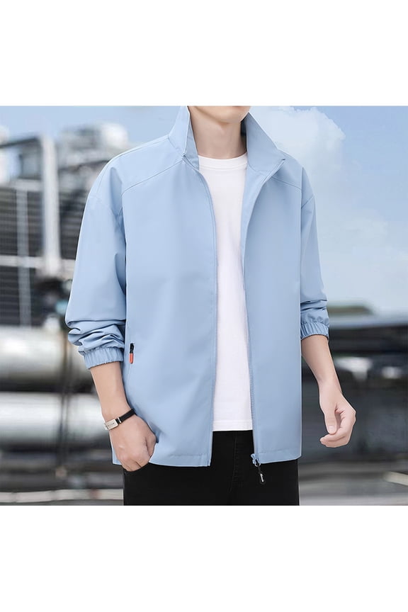 Men's Sports Shell Bomber Jacket Solid Color Lightweight Windbreaker Outdoor Recreation Coat