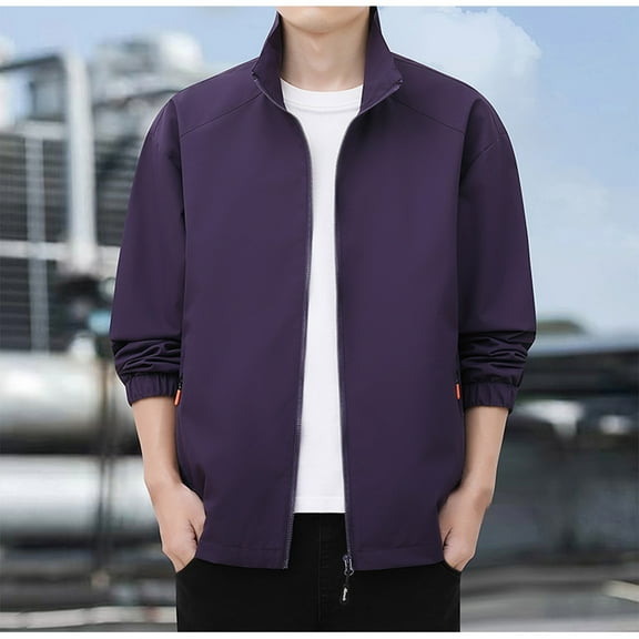 KIHOUT Men's Sports Shell Bomber Jacket Solid Color Lightweight Windbreaker Outdoor Recreation Coat