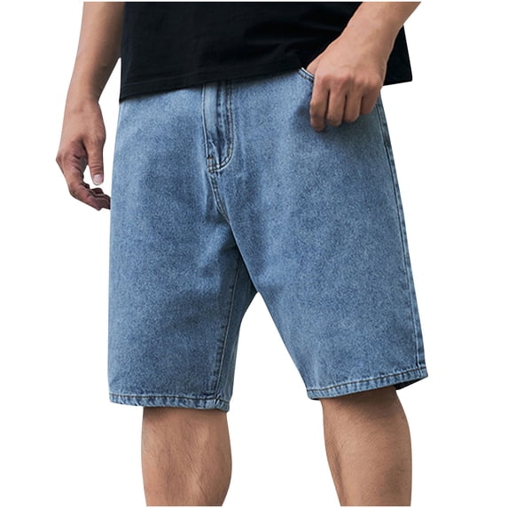 Awdenio Men's Straight Relaxed Fit Jean Shorts Large Stretch Loose Work Short Denim Summer Washed Shorts