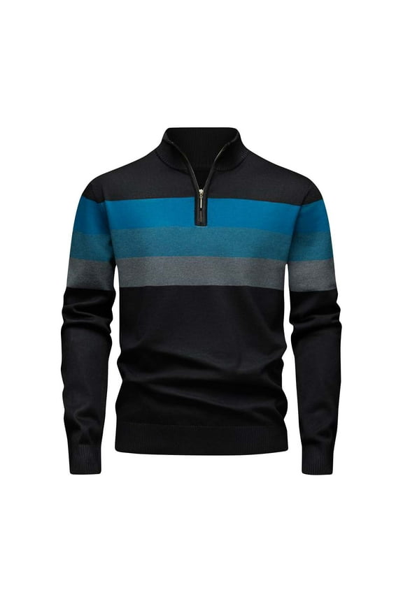 Men's Sweaters 1/4 Zip Slim Fit Sweater Pullover Sweaters Striped Fall Winter Warm Sweatshirts