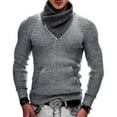 thumbnail image 1 of Awdenio Men's Sweaters , Fashion Men Casual Button Long Sleeve Casual Solid Turtleneck Sweater Blouse, 1 of 9