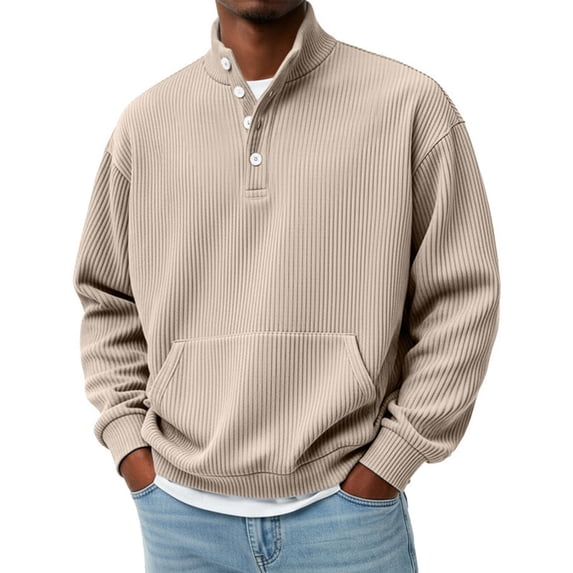 Awdenio Men's Sweatshirt Big and Tall Waffle Shirt Oversized Button Down Pullover Comfy Cotton Clothes