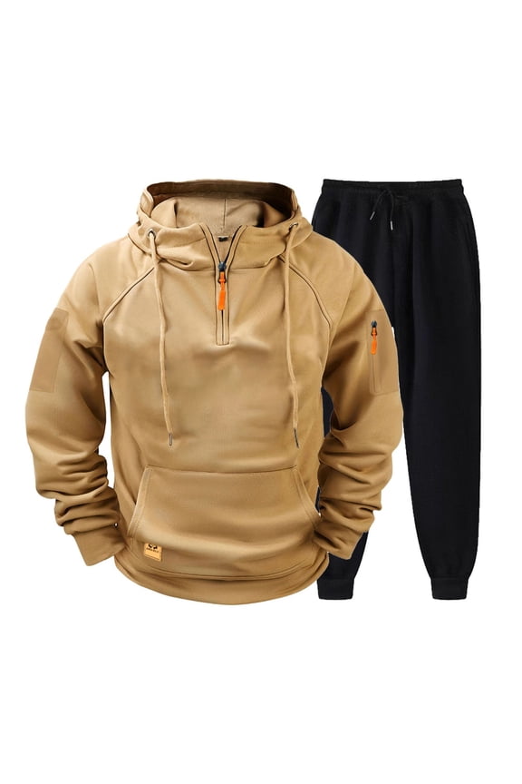 Men's Sweatshirts 2 Pieces Tracksuits Running Sports Suits Drawstring Waistband Sweatsuit