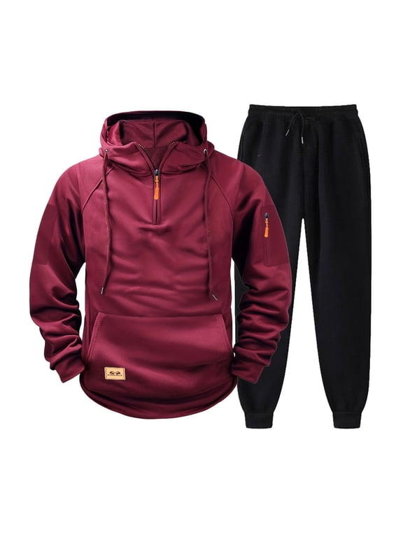 Men's Sweatshirts 2 Pieces Tracksuits Running Sports Suits Drawstring Waistband Sweatsuit