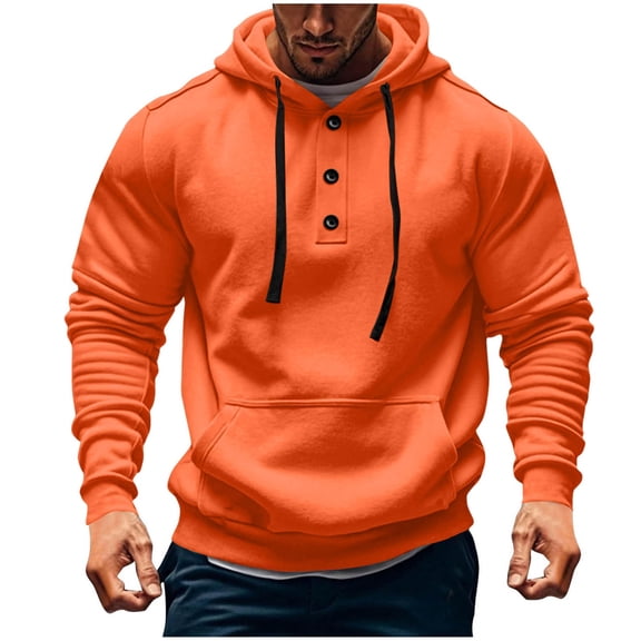 Awdenio Men's Sweatshirts Casual Fahsion Fall Hoodie Pullover Winter Button Hooded Shirt with Pocket