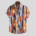 thumbnail image 1 of Awdenio Men's T-Shirts , Men Hawaiian Short Sleeve Beach Shirt Patchwork Summer Casual Button Turn-down Collar, 1 of 9