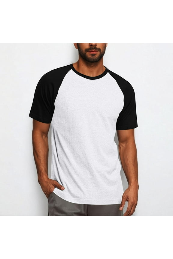 Men's T-Shirts Crewneck T-Shirt Athletic Contrast Color Vintage Men Tee Small Big Size