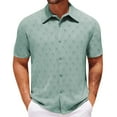 thumbnail image 1 of Awdenio Men's T-Shirts Knit Shirts Short Sleeve Button Down Crochet Casual Vintage Summer Beach Shirts, 1 of 4