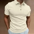 thumbnail image 1 of Awdenio Men's T-Shirts , Men Casual Solid Turndown Pullover Fashion Button Short Sleeve Blouse, 1 of 6