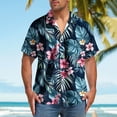 thumbnail image 1 of Awdenio Men's T-Shirts Short Sleeve Floral Tropical Aloha Shirt Casual Summer Button Down Holiday Beach Shirt with Pocket, 1 of 5